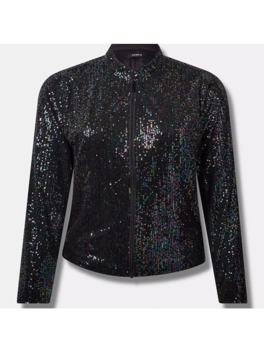 NWT Torrid Black Iridescent Sequin Zip Cardigan - Picture 7 of 7